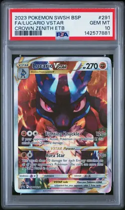 Pokemon TCG Crown Zenith ETB #SWSH291 Lucario VSTAR Promo PSA 10 GEM MT - Image 1