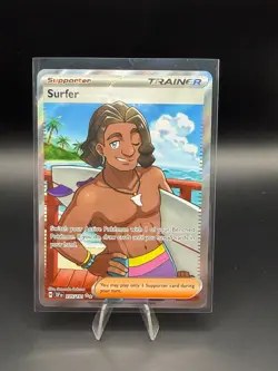Pokemon TCG Surfer 235/191 Sv08: Surging Sparks Holo Pack Fresh NM+ - Image 1