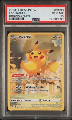 Pokemon Pikachu Crown Zenith Galarian Gallery GG30/GG70 PSA 10 - Image 1