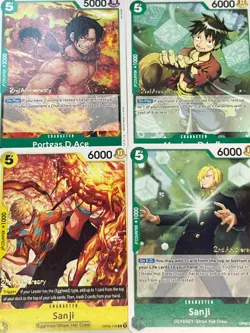 Monkey.D.Luffy OP09-036 Portgas.D.Ace OP09-035 Sanji 2nd Anniversary Pre-Release - Image 1