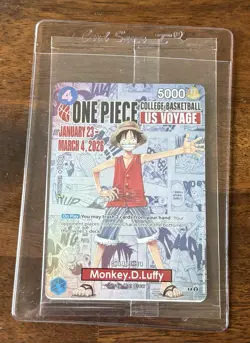 Bandai One Piece CCG Monkey.D.Luffy Promo Card College Basketball US Voyage - Image 1