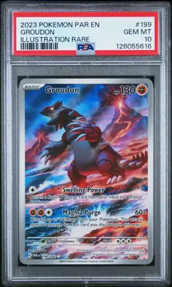 Pokemon TCG Sv04: Paradox Rift Groudon Holo Illustration Card 199/182 PSA 10 - Image 1