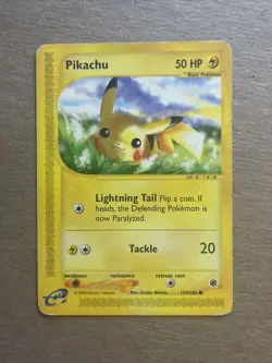 PIKACHU - 124/165 - Expedition Base Set - Common - Pokemon Card - LP p12 - Image 1