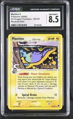 CGC 8.5 Mantine EX Dragon Frontiers 20/101 Reverse Holo Stamped Pokemon Card - Image 1