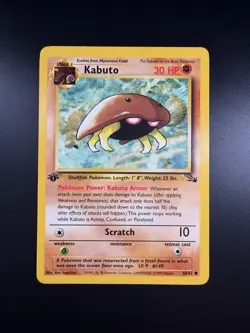 Pokemon Kabuto 1st Edition 50/62 Fossil Common Card LP NM - Image 1