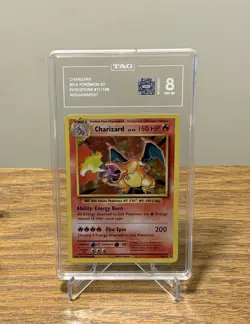 2016 POKEMON XY EVOLUTIONS #11 CHARIZARD HOLO TAG 8 GRADED CARD - Image 1