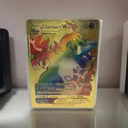 Charizard VMAX Gold Foil Rainbow Display Custom FAN ART Pokemon Card Anime - Image 1