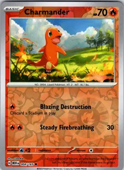Charmander 004/165 SV: Scarlet & Violet 151 Pokemon NM/LP Reverse Holofoil - Image 1