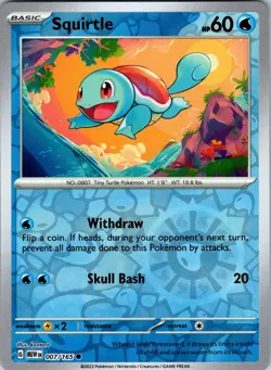 Squirtle 007/165 SV: Scarlet & Violet 151 Pokemon NM/LP Reverse Holofoil - Image 1