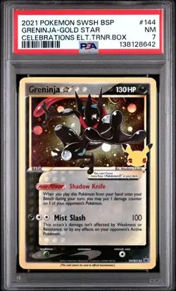 2021 POKEMON SWSH BLACK STAR PROMO 144 GRENINJA GOLD STAR CELEBRATIONS SWIRL - Image 1