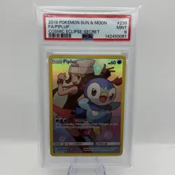 Pokemon Piplup Full Art Secret Rare Holo Cosmic Eclipse 239/236 PSA 9 - Image 1