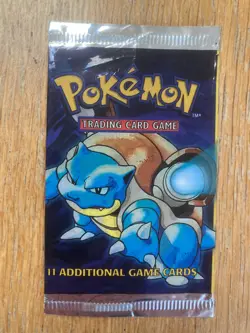 Pokemon TCG 1999 WOTC Blastoise Base Set Art English Opened EMPTY Booster Pack - Image 1