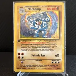 Pokemon TCG Machamp Holo 1st Edition Unlimited Rare Card Base Set 8/102 - Image 1