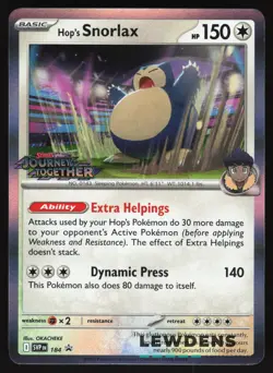 Hop's Snorlax - SVP 184 - Journey Together Prerelease Promo - Pokemon Card 1 - Image 1