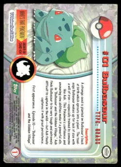 Pokemon Cards Bulbasaur #1 Topps Trading Cards Series 1 MP *4 - Image 2