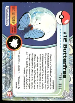 Pokemon Cards Butterfree #12 Topps Trading Cards Series 1 LP *1 - Image 2