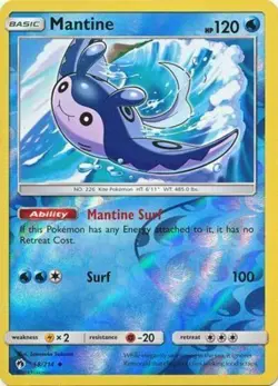 Mantine 58/214 Lost Thunder Reverse Holo Near Mint Pokemon DNA GAMES - Image 1