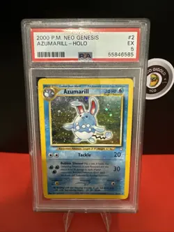 2000 Pokemon Neo Genesis AZUMARILL Holo #2 PSA 5 EX WOTC Vintage Classic 💧✨ - Image 1
