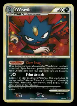 Pokemon Weavile Rare Undaunted 25/90 LP Reverse Holo - Image 1