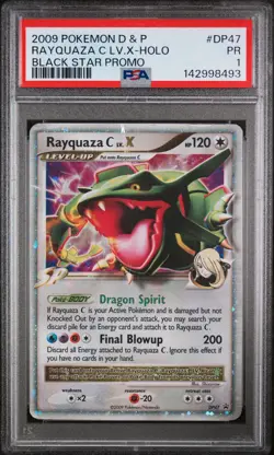 2009 POKEMON DIAMOND & PEARL BLACK STAR PROMO #DP47 RAYQUAZA C LV.X-HOLO PSA 1 - Image 1