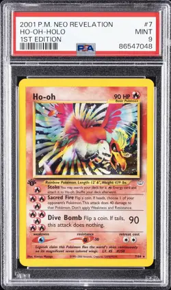 2001 POKEMON NEO REVELATION 1ST ED #7 HO-OH-HOLO PSA 9 - Image 1