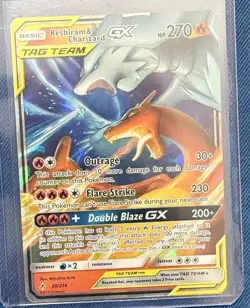 Pokemon Reshiram & Charizard GX Sm-Unbroken Bonds Ultra Rare Holo 20/214 - Image 1