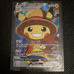 Pokemon Card Luffy Pikachu VCOS 024/055 English Holo Full Art Thunder 2023 - Image 1