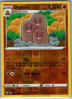 Dugtrio 085/189 Reverse Holo SWSH03: Darkness Ablaze - Pokemon Card - NM - Image 1