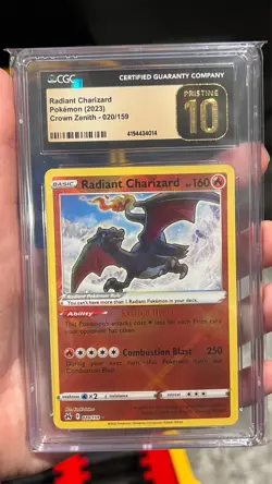 CGC Pristine 10 Radiant Charizard Holo Crown Zenith 2023 Pokemon Card #020 - Image 1