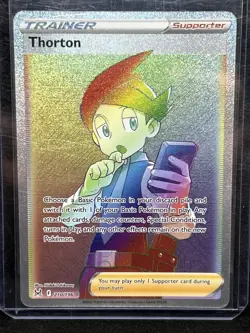 Thorton Rainbow Secret Rare Full Art Trainer 210/196 Lost Origin Card - Image 1