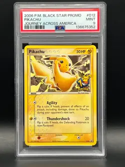 PSA Mint 9-Pikachu 012 Journey Across America-2006 Pokemon Black Star Promo Rare - Image 2