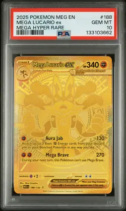 2025 POKEMON MEG EN-MEGA EVOLUTION MEGA HYPER RARE #188 MEGA LUCARIO EX PSA 10 - Image 1