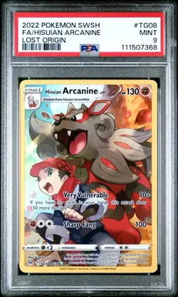Pokemon Lost Origin # TG08 Full Art Hisuian Arcanine PSA 9 Card MINT Free Ship! - Image 1
