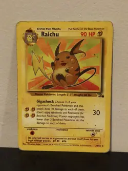 Raichu Rare Fossil 29/62 Pokemon Card TCG WOTC Vintage 1999 HP - Image 1
