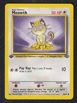 1st Edition Jungle Meowth 56/64 Pokemon Card WOTC LP/NM - Image 3