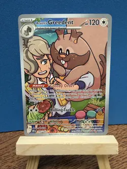 Pokemon TCG Arven's Greedent 205/182 Destined Rivals Illustration Rare Card - Image 1