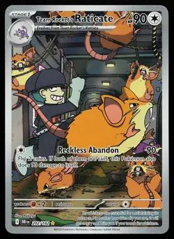 Team Rocket's Raticate 202/182 Illustration Rare Destined Rivals Pokemon Card - Image 1