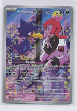 Pokemon TCG Team Rockets Murkrow Illustration Card 200/182 Destined Rivals NM - Image 1