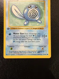 Pokemon TCG 1st Edition Shadowless Base Set Poliwag 59/102 Common - WOTC - LP - Image 3