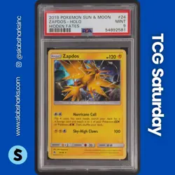 2019 POKEMON SM HIDDEN FATES #24/68 ZAPDOS HOLO PSA 9 - Image 1