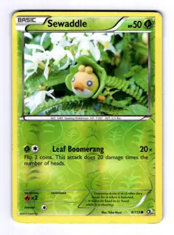 Sewaddle (9) Legendary Treasures #9 (2013) Common Reverse Holo LP Pokemon - Image 1