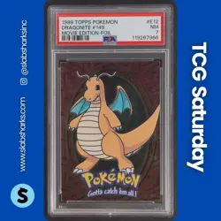 1999 TOPPS POKEMON THE FIRST MOVIE #149 DRAGONITE FOIL BLUE TOPPS LOGO PSA 7 - Image 1