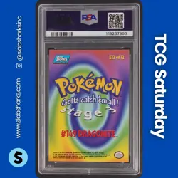1999 TOPPS POKEMON THE FIRST MOVIE #149 DRAGONITE FOIL BLUE TOPPS LOGO PSA 7 - Image 2