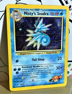 Pokemon TCG - Misty's Seadra 9 Prerelease Gym Heroes WoTC Black Star Promo Holo - Image 1