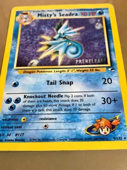 Pokemon TCG - Misty's Seadra 9 Prerelease Gym Heroes WoTC Black Star Promo Holo - Image 2