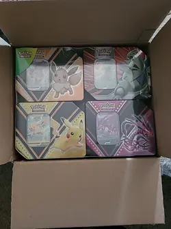 Pokemon Costco 4 V Tin Set Pikachu Eevee Tyranitar Eternatus Sealed - Image 1