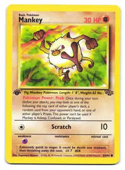 Mankey 55/64 Common Jungle Pokemon 1st Edition LP - Image 1