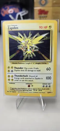 1999 Vintage Pokemon TCG Base Set Zapdos 16/102 Holo Rare Unlimited LP - Image 1