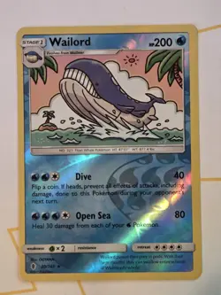 Pokemon Wailord 30/145 - Rare Reverse Holo Sun & Moon Guardians Rising NM - Image 1