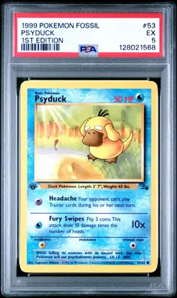 1999 POKEMON FOSSIL 1ST EDITION #53 PSYDUCK PSA 5 - Image 1
